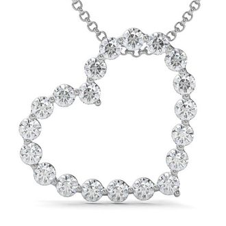 Pompeii3 1 Ct Diamond Heart Pendant Necklace in White, Yellow, or Rose Gold Lab Grown