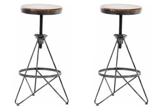 Clp Set 2 Taburetes industriales regulables en Metal Plateado