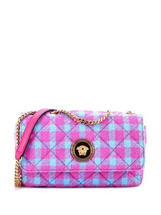 Versace Medusa Icon Chain Flap Bag Quilted Tweed Mini shoulder bag - Blauw