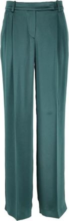 Pinko Wijde broek - Dames - Wijde Broeken - Groen - M - Katoen - Broeken