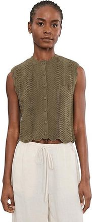 Madewell Kim Wavy Stitch Button Shell Womens Vest Faded Ivy : XL (Womens 14-16), Cotton
