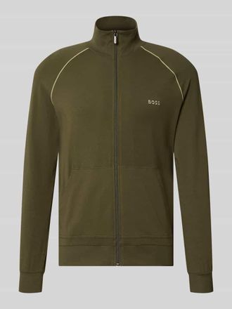HUGO BOSS Regular Fit Sweatjacke aus Baumwoll-Mix in Oliv, Gr&ouml;&szlig;e XXL