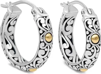 Devata 20mm Bali Filgree Hoop Earrings in Sterling Silver and 18K Gold Accents at Nordstrom