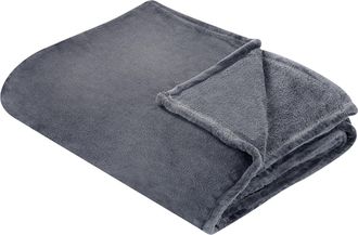 Beliani Manta Gris 200 X 220 Cm Poli&eacute;ster Colcha Cubrecama Suave Moderno Bayburt