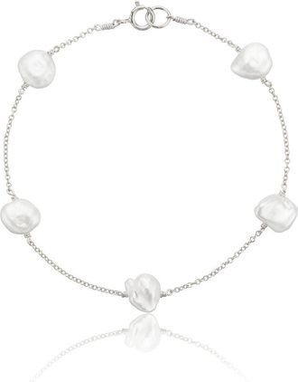 Lily & Roo Silver Five Baroque Pearl Bracelet