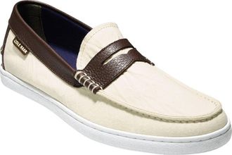 Cole Haan Canvas Penny Loafer in White/Brown Textile at Nordstrom Rack, Size 8