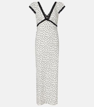Rixo Iggy polka-dot linen-blend maxi dress