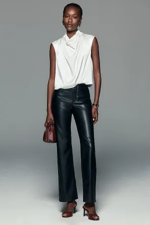 Anthropologie By Anthropologie Faux Leather Mid Rise Pants