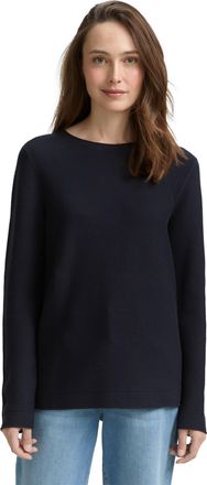 Tom Tailor Rundhalspullover TOM TAILOR, Damen, Gr. S (36), lunar eclipse, Strick, Obermaterial: 100% Baumwolle, unifarben, regular fit normal, U-Boot-Ausschnitt,