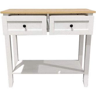 No Brand Mobile scrivania in legno bianco con cassetti e piano superiore color legno