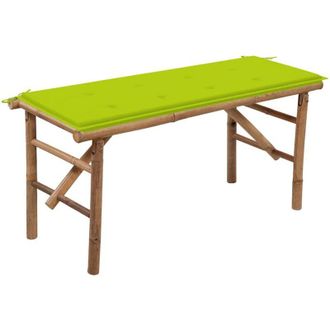 vidaXL Panca da Giardino Pieghevole con Cuscino 118 cm in Bamb&ugrave; vidaXL