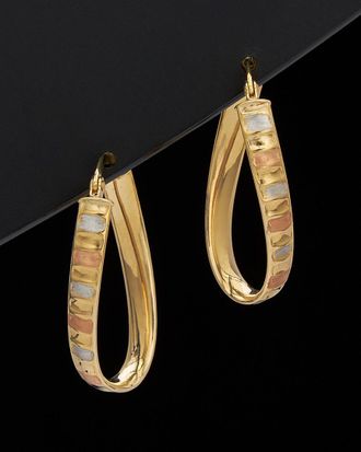 Italian Gold, Inc 14K Italian Gold Tri-Tone Scalloped Oval Hoops