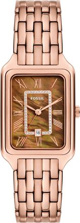 Fossil Womens Raquel 26mm Three-Hand Date, Rose Gold-Tone Stainless Steel Watch
