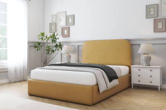 Comfort Beds Diana Plush Bed Frame - 45 Upholstered Headboard in Mustard | Size: Single