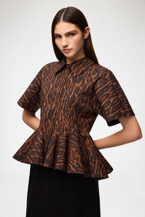Ganni Rawhide Shirt in Leopard Cotton - Size 32 Organic