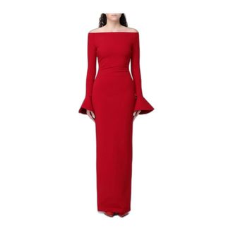 Solace London Abito Lungo Anica - - Dresses - Donna - Rosso - M