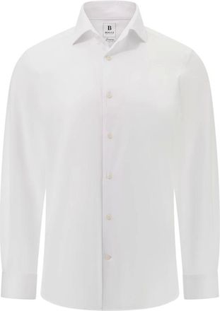 Boggi Milano Overhemden, Heren, Wit, S, Jersey Bowling Kraag Polo Shirt