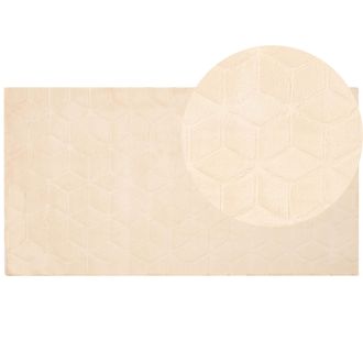 Beliani Beliani - Alfombra Beige 80 X 150 Cm Poli&eacute;ster Piel Sint&eacute;tica De Conejo Pelo Largo Thatta