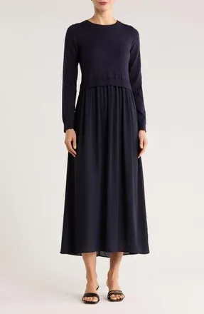 Max Studio Twofer Long Sleeve Sweater Dress in Sapphire Blue at Nordstrom Rack, Size X-Large