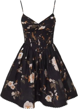 Zimmermann Ascent Corseted Mini Jurk - Dames - Korte kleedjes - Zwart - M - Katoen - Kleedjes