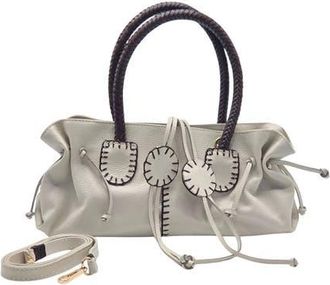 Carlos Falchi Mini Satchel Leather Bag in Winter White at Nordstrom