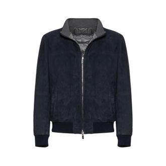 Gimos Bomber reversibile in pelle scamosciata di capra - - Jackets - Uomo - Blu - M