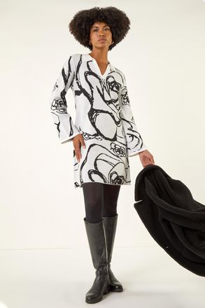 Roman Floral Abstract Knit Dress