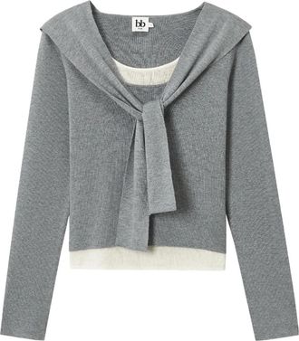 B+ab Maglione con collo lavallière - Grigio