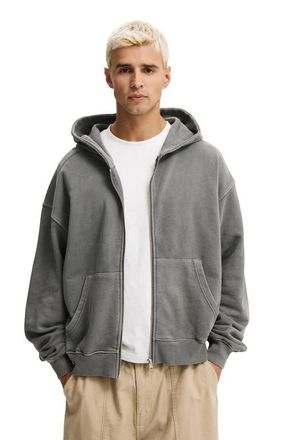 Cotton On Mens Cropped Zip Up Hoodie in Slate Stone Wash at Nordstrom, Size Xx-Large