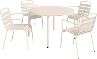 VENTE-UNIQUE.COM Conjunto de mesa y sillas para jard&iacute;n acero beige