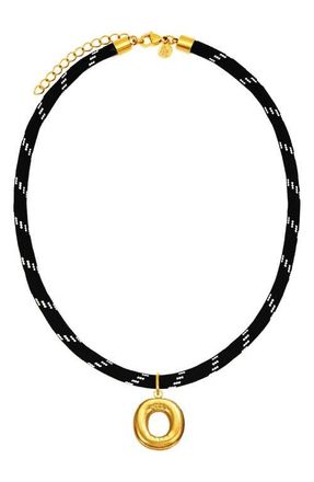 Petit Moments Bubble Initial Pendant Cord Necklace in Black-O at Nordstrom