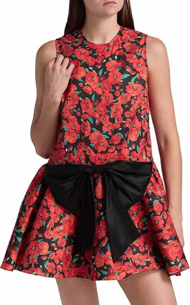 Kika Vargas Nellie Floral A-Line Minidress In Red Poppy