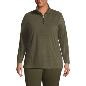 Lands End Anyweather Fleece Quarter Zip Pullover in Forest Moss at Nordstrom, Size 1X
