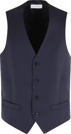 Lubiam Blue Ceremonial Darts Welt Pockets Wool-Blend Vest