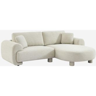 Sweeek Sof&aacute; Esquinero Derecha De Tela Liso Con Patas Redondas, 3 Plazas