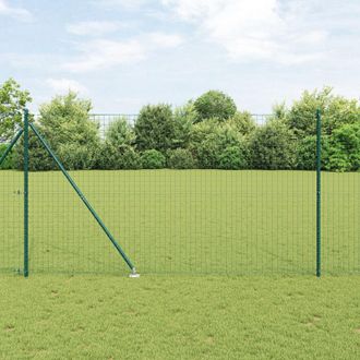 Berkfield Home Euro Fence with 7 Spike Posts 1.5x10 m Galvanised Steel Green in Silver