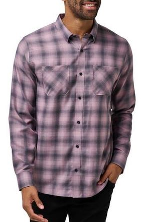 Travis Mathew Cloud Plaid Flannel Button-Up Shirt in Elderberry/Total Eclipse at Nordstrom Rack, Size Xx-Large