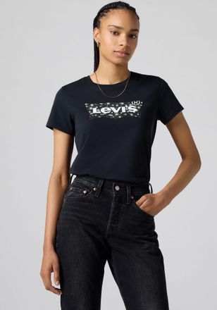 Levi's Rundhalsshirt LEVIS THE PERFECT TEE, Damen, Gr. XS (34), xmas bw fill 1 anthr, Jersey, Obermaterial: 100% Baumwolle, bedruckt, figurbetont h&uuml;ftlang, R
