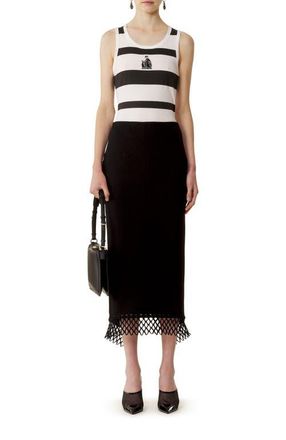 Lanvin Cotton Jersey Mother And Daughter Embroidered Ribbed Tank Top in Black/white at Nordstrom, Size X-Large