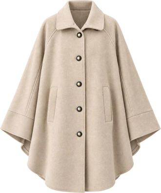 Twinset Wol Kaap - Dames - Ponchos - Beige - M/L - Wol - Jassen