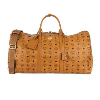 MCM Pre-owned Weekend Bags, female, Brown, Size: ONE SIZE Pre-owned Traveler VIS Weekender Bag