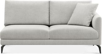 Castlery Lena Right Arm 2 Seater Sofa Customized, Performance Classic Twill Medium Grey, Matte Black Legs, Spill Resistant, Removable Covers for Castlery
