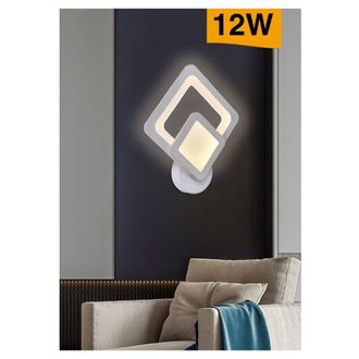 Trade Shop Trade Shop Traesio - Trade Shop - Applique Led A Rombo 12 W Parete Lumetto Abat Jour Luce 6500k 3000k 4000k E82-b