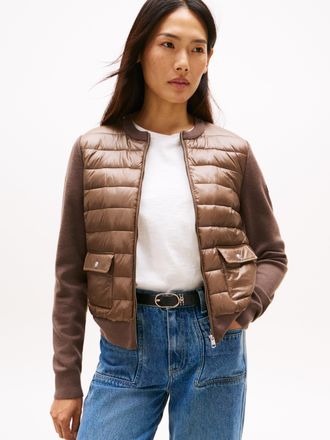 Tommy Hilfiger Steppjacke TOMMY HILFIGER UL PADDED REG KNIT MIX JACKET, Damen, Gr. XXL (44), hot coco, Steppware, Obermaterial: 100% Polyamid, unifarben, regular fit