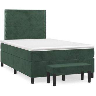 vidaXL Vidaxl - Cama Box Spring Con Colch&oacute;n Terciopelo Verde Oscuro 120x190 Cm