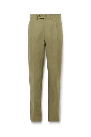 De Petrillo Slim-Fit Pleated Linen Suit Trousers