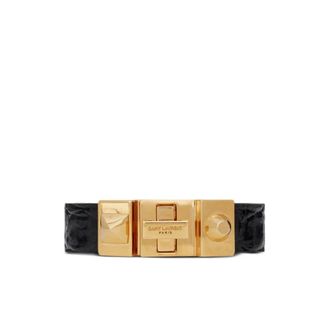 Saint Laurent Leather Bracelet - female - Saint Laurent - Bracelets - Black - S - Accessories