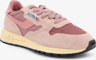 Autry Womens Sneakers Reelwind Low Pink Suede-Mesh Trainers Suede/mesh