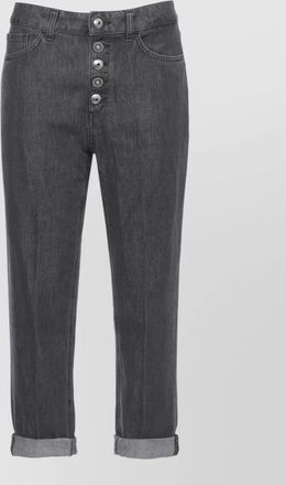 Dondup cotton straight jeans rolled cuffs belt loops