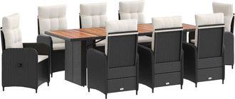 vidaXL Juego De Comedor Para Exteriores 9 Uds. Negro Y Blanco Crema Vidaxl